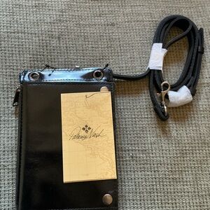 Patricia Nash Sleek Black Leather Phone Holder